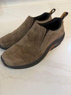 Merrell Jungle Moc Gun Smoke Shoes Mens Size 8.5 Suede Slip On Comfort Walking